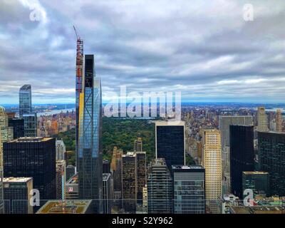New York Central Park vista dalla sommità della roccia Foto Stock