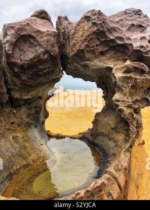 Le formazioni rocciose a Geo parco vicino a Taipei. Foto Stock