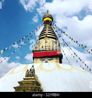 Swayambhunath Stupa, aka Monkey Temple, a Kathmandu, Nepal. Foto Stock