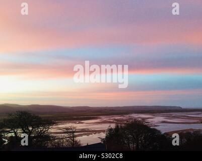 Aberdyfi (Foggia) estuario di sunrise, Gwynedd, il Galles del Nord Foto Stock