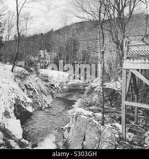 Immagine in bianco e nero di Freeman Brook, Warren, Vermont, Stati Uniti Foto Stock
