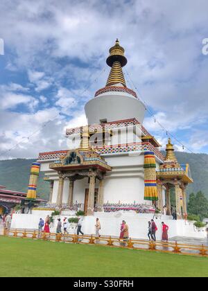 Un tempio buddista a Thimphu, Bhutan. Foto Stock