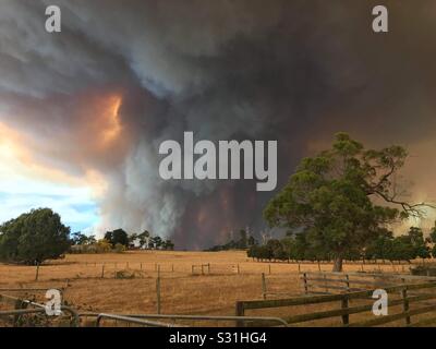 Fumo di Bushfire, aprile 2019 Foto Stock