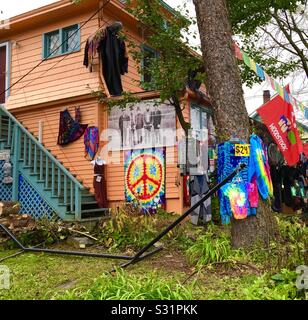 Negozio di Woodstock, New York Vendita di souvenir hippie. Foto Stock