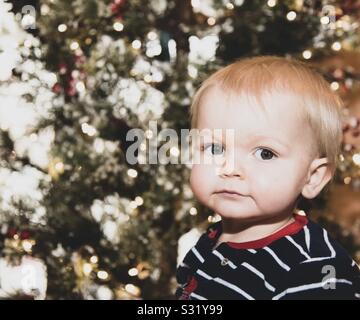 Baby's primo Natale Foto Stock