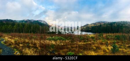 Vista Panoramica Di Loch Trool, Glentrool, Galloway Forest Park, Dumfries E Galloway, Scozia Foto Stock