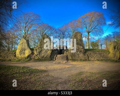 La storica camera di sepoltura di Wayland, la Smithy Long Barrow Foto Stock