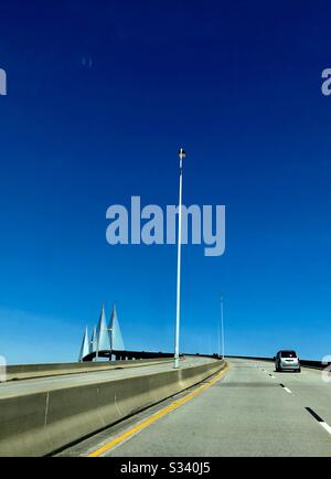 Vista del ponte sospeso e dell'autostrada Sidney Lanier a Brunswick, Georgia. Foto Stock