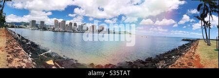 Magic Island (Alamoana Beach Park) a Honolulu Hawaii Foto Stock