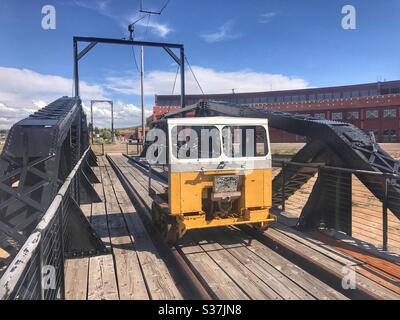 Vecchio treno alla rotonda di Evanston Wyoming Foto Stock