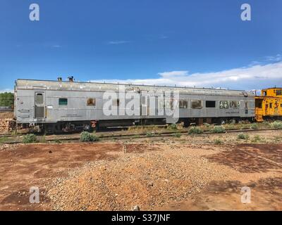 Vecchio treno alla rotonda di Evanston Wyoming Foto Stock