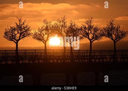 Aberystwyth, Galles occidentale, Regno Unito. Venerdì 31 luglio 2020. News: Un bellissimo tramonto goldenhour ad Aberystwyth stasera. ©️Rose Voon / Alamy Live News. Foto Stock