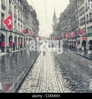 Giornata delle piogge a Berna, Svizzera Foto Stock