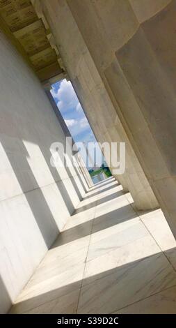 Washington Monument fotografato dal Lincoln Memorial Foto Stock