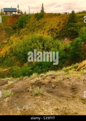 Viaggiare Alberta, Horseshoe canyon, Drumheller, Alberta, badlands, colori autunnali, autunno Foto Stock