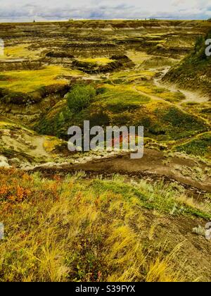 Viaggiare Alberta, Horseshoe canyon, Drumheller, Alberta, badlands, colori autunnali, autunno Foto Stock