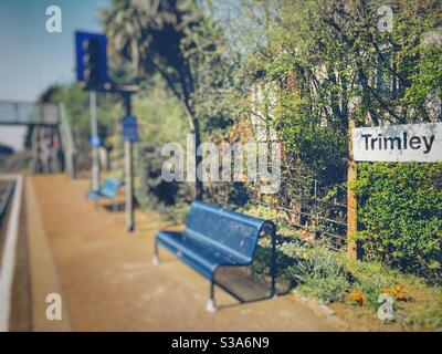 Trimley stazione ferroviaria sulla Ipswich a Felixstowe linea di diramazione, Suffolk, Inghilterra. Foto Stock