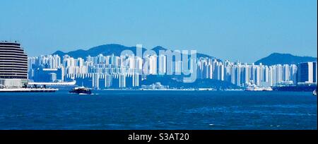 Vista su Kwun Tong e Cha kwo ling. Foto Stock