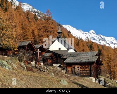 Cappella di Lötschental Kühmatt, Vallese, Svizzera. Foto Stock