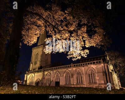 Chiesa di Santa Margherita di Antiochia, Stoke Golding di notte. Foto Stock