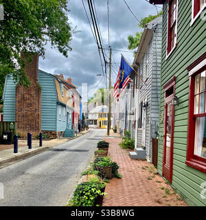 Storica Fleet Street nel City Dock. Annapolis, Maryland. Foto Stock