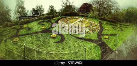 Il Giardino Inglese famoso Orologio dei fiori a Ginevra Svizzera - Europa Foto Stock