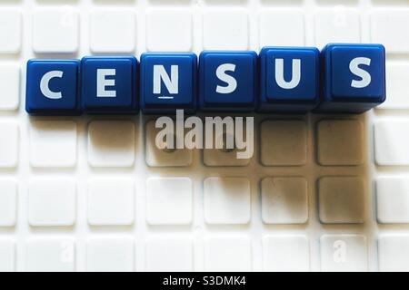 La parola censimento si è fatto notare usando le tessere Foto Stock