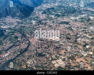 Veduta aerea di Bassano del Grappa, Veneto, Italia Foto Stock