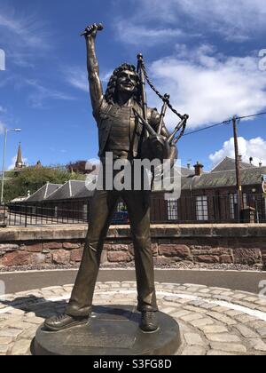 Bon Scott statua Kirriemuir, Scozia Foto Stock