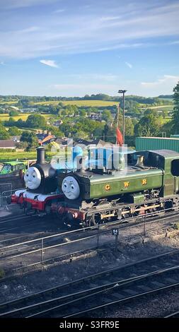 Thomas il carro armato sulla linea ferroviaria di Watercress a Rotley, Hampshire Foto Stock