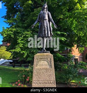 Statua di Pocahontas, Gravesend Foto Stock