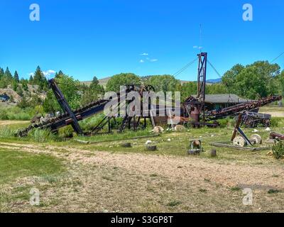 Antico drago dalla regione dell'oro nella città della Virginia Montana, Alder Gulch. Foto Stock