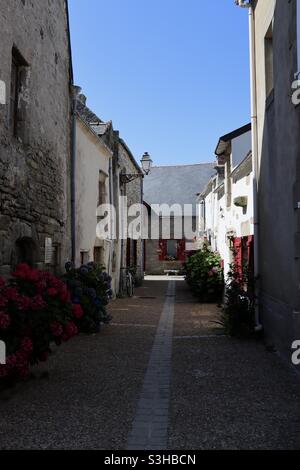 Piccola strada a Piriac sur Mer in Loire Atlantique, Francia, l'estate 2021 Foto Stock