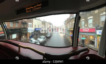 Vista panoramica dalla cima dell'autobus di Londra Foto Stock