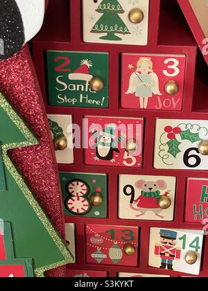 I calendari dell'avvento di Natale fanno parte delle decorazioni stagionali di una casa nello Utah, USA. Foto Stock