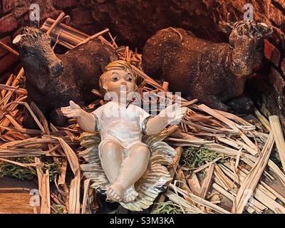 Il Creche di Natale è una rappresentazione della scena della nascita di Gesù Cristo. Foto Stock