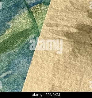 Primo piano di lavaggi acquerello su carta acquerello prima della verniciatura Foto Stock