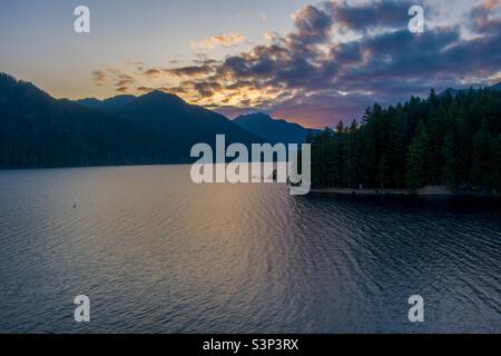 Washington state Lake al tramonto Foto Stock