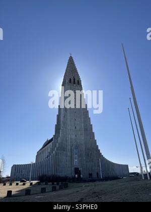 Chiesa Hallgrímskirkja a Reykjavik, Islanda Foto Stock