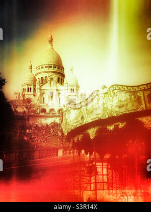 Riassunto della Basilica del Sacré-Cœur, Montmartre, Parigi, Francia Foto Stock
