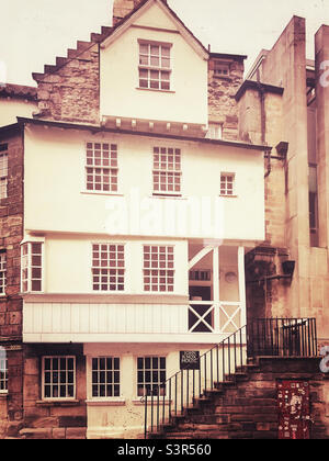 John Knox House, Royal Mile, Edimburgo, Scozia. Una delle case più antiche di Edimburgo, costruita per lo più a metà del 16th secolo Foto Stock