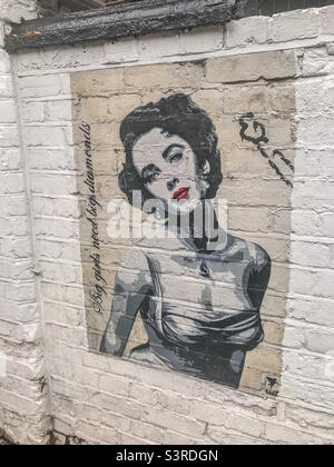 Marilyn Monroe Street art, Highgate, Londra Foto Stock