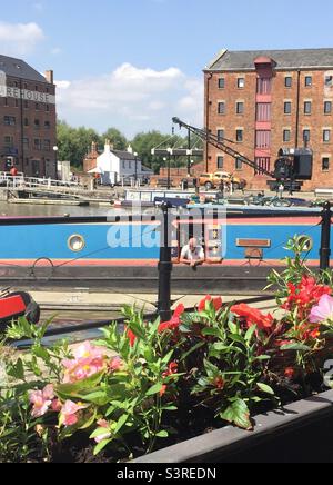 Casa galleggiante a Gloucester Docks Foto Stock