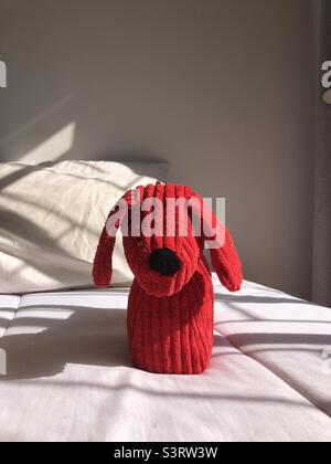 Un giocattolo rosso per cani Foto Stock