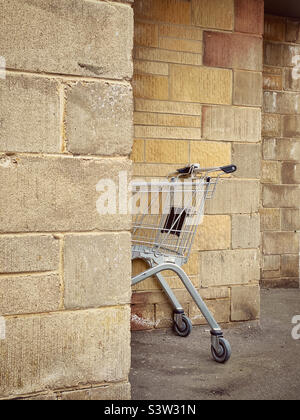 Un carrello abbandonato per lo shopping? Un carrello che cerca di nascondersi? Foto ©️ COLIN HOSKINS. Foto Stock