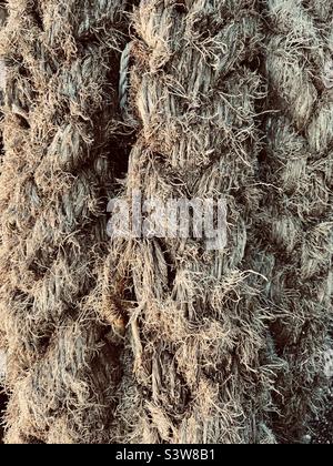 Sfondo di vecchia corda nautica spessa Foto Stock