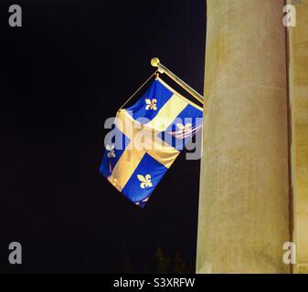 La bandiera Fleur-de-Lis, la bandiera della provincia del Quebec. Foto Stock