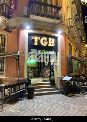Malaga, Spagna: 10 dicembre 2022: Un ramo della catena spagnola di hamburger, il Good Burger o TGB a Malaga Foto Stock
