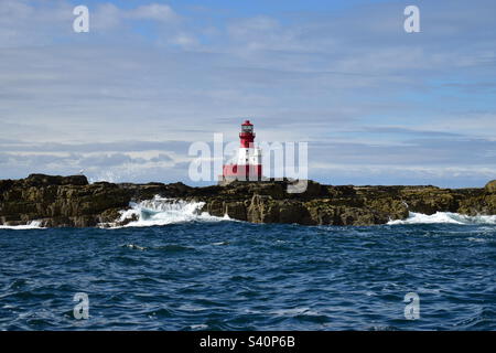 Faro di Longstone, Isole Farne, Northumberland, Inghilterra, Regno Unito. Foto Stock