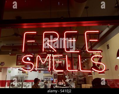 Libero odore neon segno nella finestra del ristorante Foto Stock